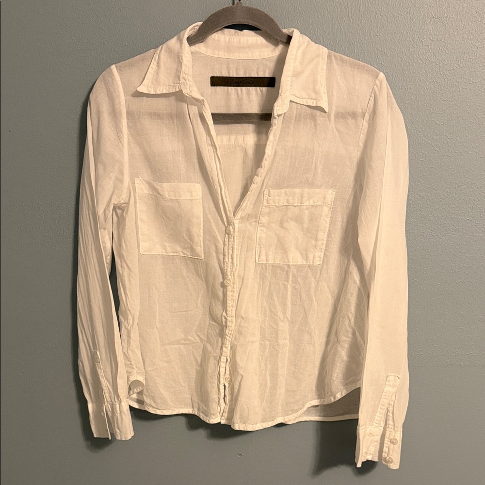 Enza Costa White Casual Button Down Shirt